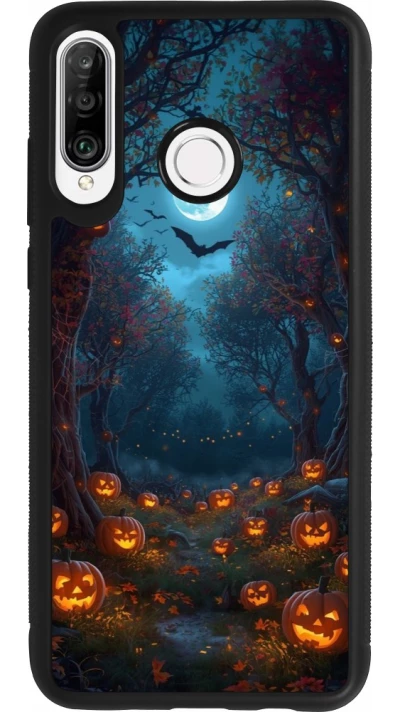 Huawei P30 Lite Case Hülle - Silikon schwarz Halloween 2026 Road of Pumpkins