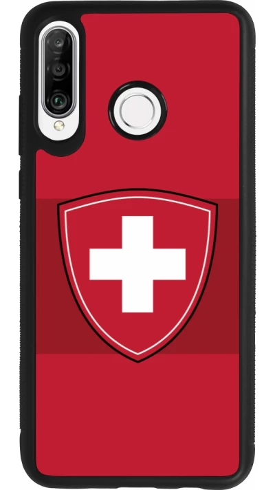 Coque Huawei P30 Lite - Silicone rigide noir Hockey World Championship Ecusson Suisse