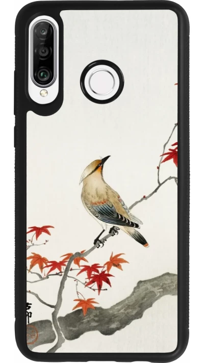 Coque Huawei P30 Lite - Silicone rigide noir Japanese Bird