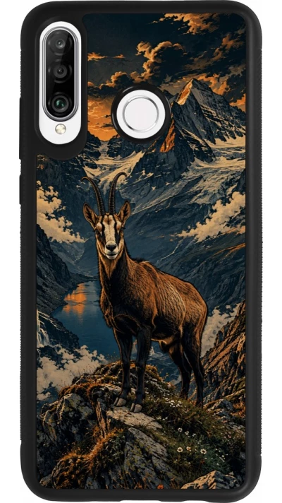 Coque Huawei P30 Lite - Silicone rigide noir Linocut Chamois