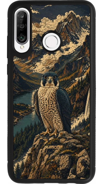 Coque Huawei P30 Lite - Silicone rigide noir Linocut Faucun pèlerin