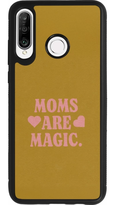 Coque Huawei P30 Lite - Silicone rigide noir Mom 2026 Are Magic
