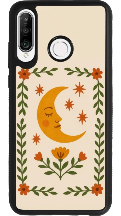 Coque Huawei P30 Lite - Silicone rigide noir Half moon stamp 2026