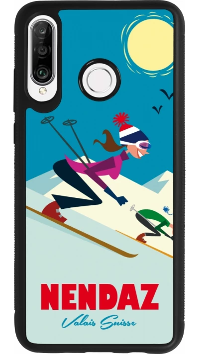 Coque Huawei P30 Lite - Silicone rigide noir Nendaz Ski Downhill