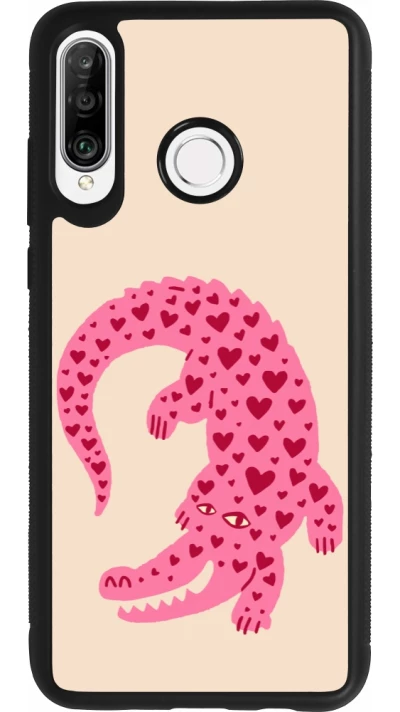 Coque Huawei P30 Lite - Silicone rigide noir Pink crocodile 2026