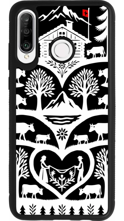 Coque Huawei P30 Lite - Silicone rigide noir Poya Suisse 2 noir