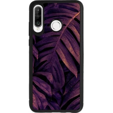 Coque Huawei P30 Lite - Silicone rigide noir Purple Light Leaves