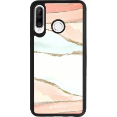 Coque Huawei P30 Lite - Silicone rigide noir Shimmering Orange