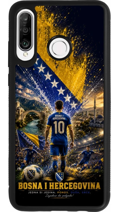 Coque Huawei P30 Lite - Silicone rigide noir Football Bosnie-Herzégovine splash 2026