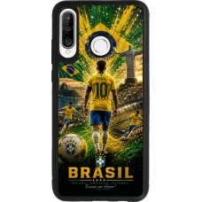 Coque Huawei P30 Lite - Silicone rigide noir Football Brésil splash 2026