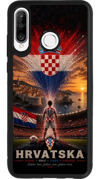 Coque Huawei P30 Lite - Silicone rigide noir Football Croatie splash 2026