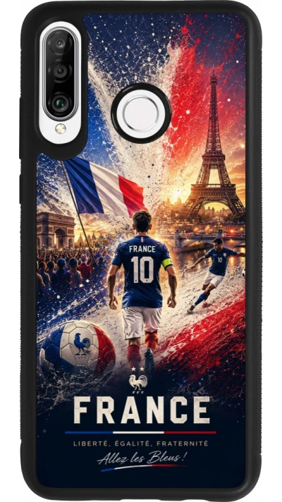 Coque Huawei P30 Lite - Silicone rigide noir Football France splash 2026
