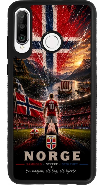 Coque Huawei P30 Lite - Silicone rigide noir Football Norvège splash 2026