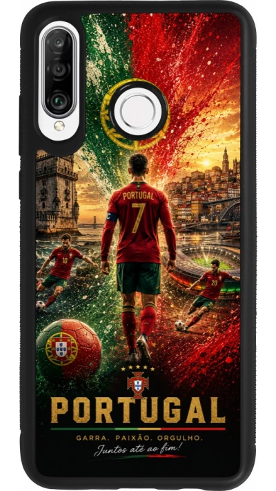 Coque Huawei P30 Lite - Silicone rigide noir Football Portugal splash 2026