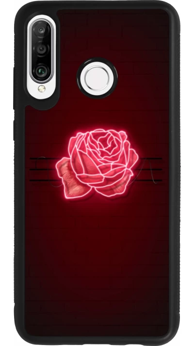 Coque Huawei P30 Lite - Silicone rigide noir Spring 23 neon rose