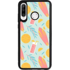 Huawei P30 Lite Case Hülle - Silikon schwarz Summer 2025 Pattern citron