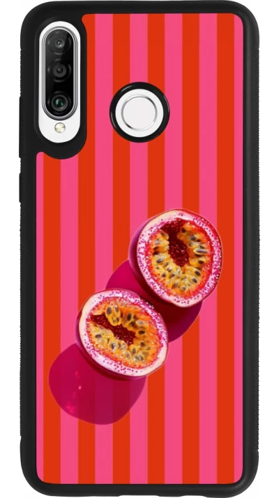 Coque Huawei P30 Lite - Silicone rigide noir Passion fruit Summer 2026
