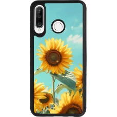Coque Huawei P30 Lite - Silicone rigide noir Sunflowers Summer 2026