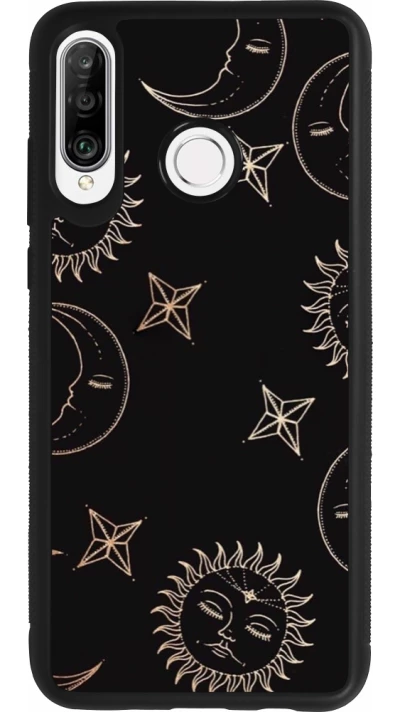 Coque Huawei P30 Lite - Silicone rigide noir Suns and Moons