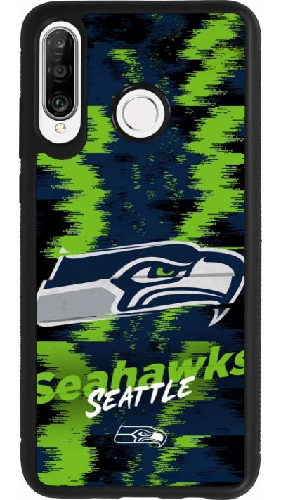 Coque Huawei P30 Lite - Silicone rigide noir Super Bowl 26 Seattle 2