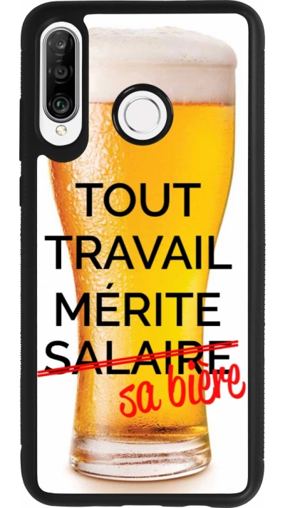 Huawei P30 Lite Case Hülle - Silikon schwarz Tout travail mérite sa bière