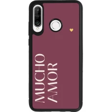 Coque Huawei P30 Lite - Silicone rigide noir Valentine 2024 mucho amor rosado