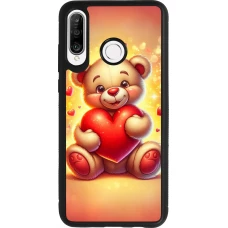 Coque Huawei P30 Lite - Silicone rigide noir Valentine 2024 Teddy love