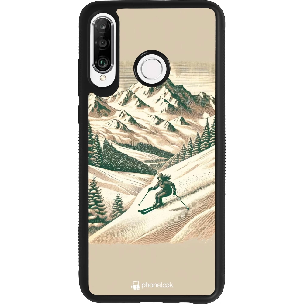 Huawei P30 Lite Case Hülle - Silikon schwarz Vintage Skiberg