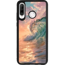 Coque Huawei P30 Lite - Silicone rigide noir Wave Sunset