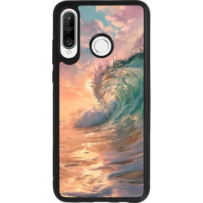 Huawei P30 Lite Case Hülle - Silikon schwarz Wave Sunset