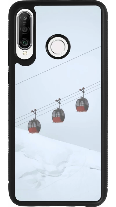 Coque Huawei P30 Lite - Silicone rigide noir Winter 22 ski lift