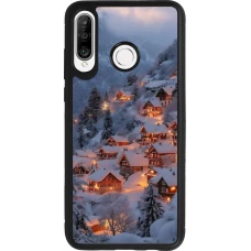 Huawei P30 Lite Case Hülle - Silikon schwarz Winter 25 Winter snowy village