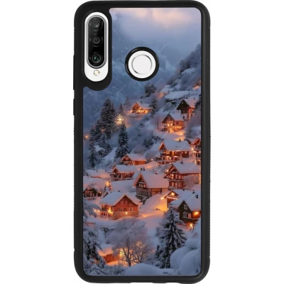 Huawei P30 Lite Case Hülle - Silikon schwarz Winter 25 Winter snowy village