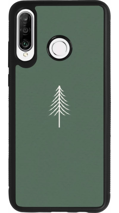 Coque Huawei P30 Lite - Silicone rigide noir Christmas 22 minimalist tree
