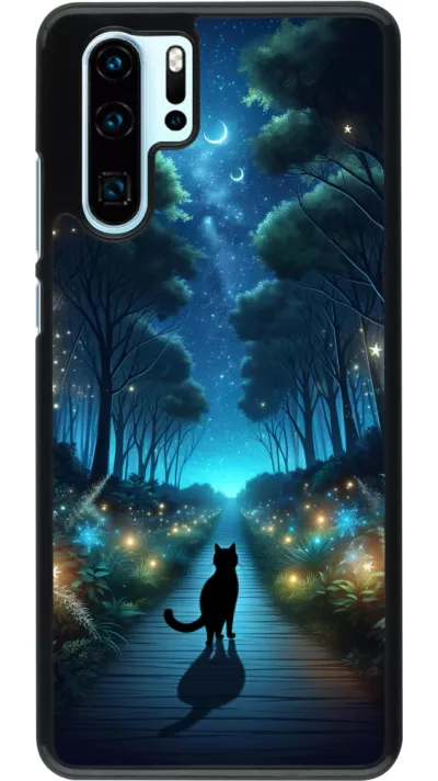 Huawei P30 Pro Case Hülle - Schwarze Katze Spaziergang