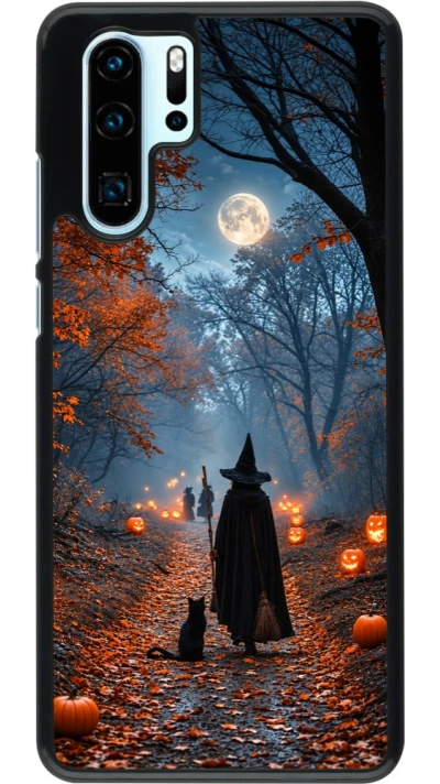 Coque Huawei P30 Pro - Halloween 2026 Witch with a cat