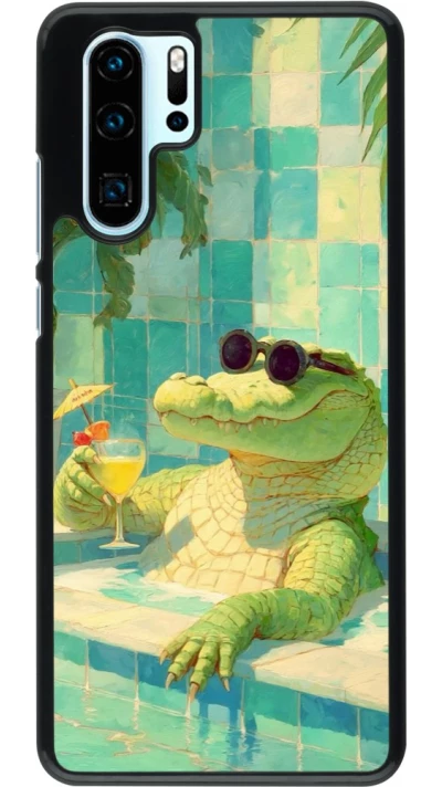 Coque Huawei P30 Pro - Crocodile in the swimming pool Summer 2026