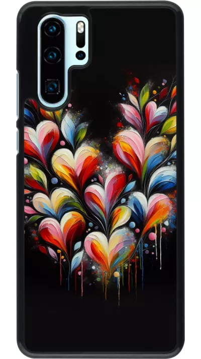 Coque Huawei P30 Pro - Valentine 2024 Coeur Noir Abstrait
