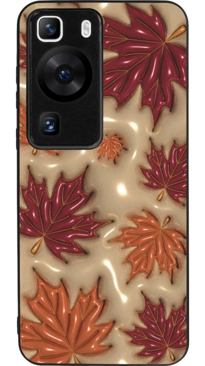 Huawei P60 Case Hülle - Silikon schwarz Autumn 26 3D leaves