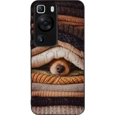 Huawei P60 Case Hülle - Silikon schwarz Autumn 26 Dog under the covers