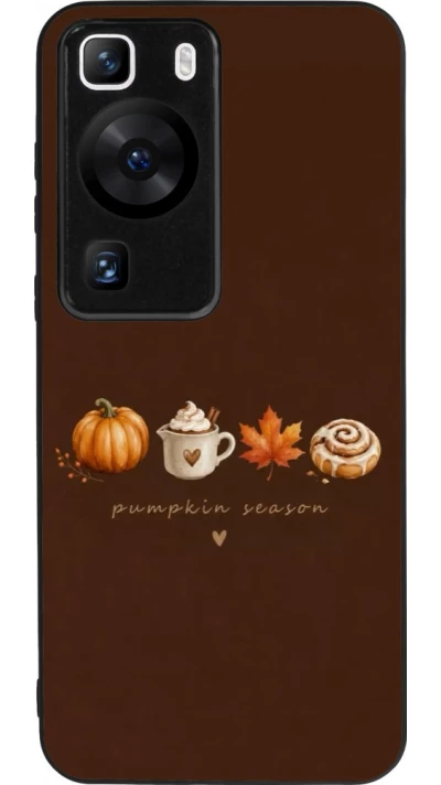 Huawei P60 Case Hülle - Silikon schwarz Autumn 26 Pumpkin season