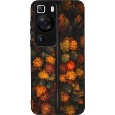 Huawei P60 Case Hülle - Silikon schwarz Autumn 26 Road in autumn