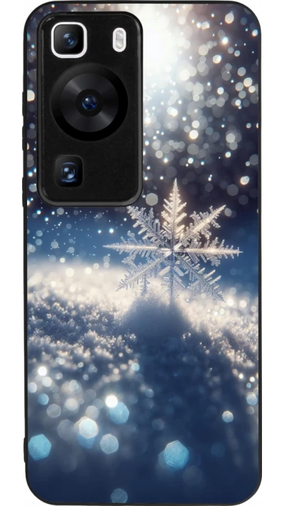 Huawei P60 Case Hülle - Silikon schwarz Schneeflocke Solar Glanz