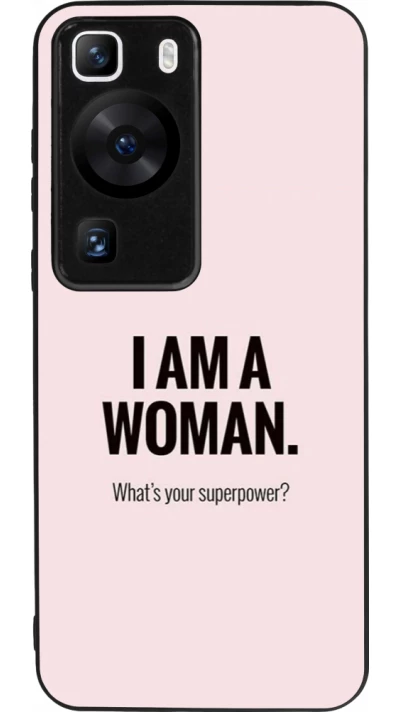 Coque Huawei P60 - Silicone rigide noir I am a woman