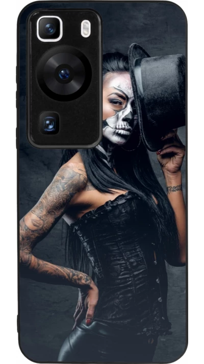 Coque Huawei P60 - Silicone rigide noir Halloween 22 Tattooed Girl