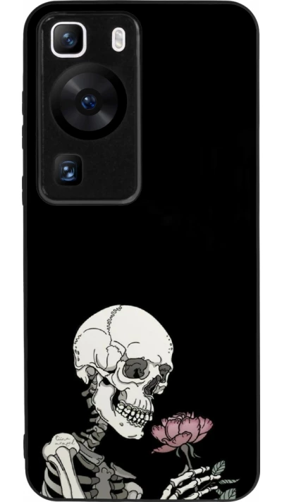 Coque Huawei P60 - Silicone rigide noir Halloween 2023 rose and skeleton