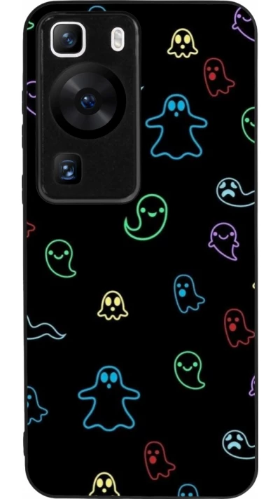 Coque Huawei P60 - Silicone rigide noir Halloween 2024 colorful ghosts