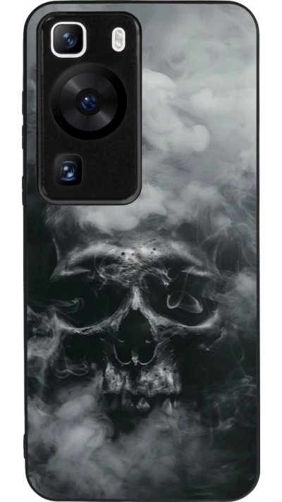 Coque Huawei P60 - Silicone rigide noir Halloween 2024 smoky skull