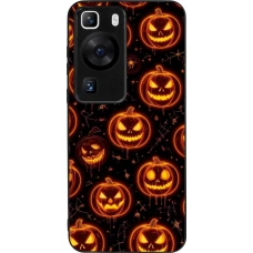 Coque Huawei P60 - Silicone rigide noir Halloween 2026 Pattern Pumpkins