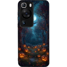 Coque Huawei P60 - Silicone rigide noir Halloween 2026 Road of Pumpkins